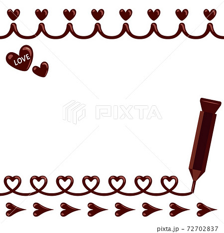 チョコペン デコレーション バレンタインデーの写真素材