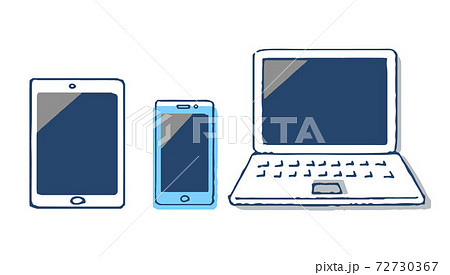 スマホとタブレット端末とノートパソコンのイラスト素材