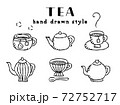 紅茶 アフタヌーンティーにまつわる手描きイラスト モノクロ のイラスト素材