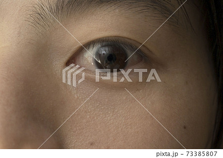 日本の成人男性の黒い瞳/クローズアップ
