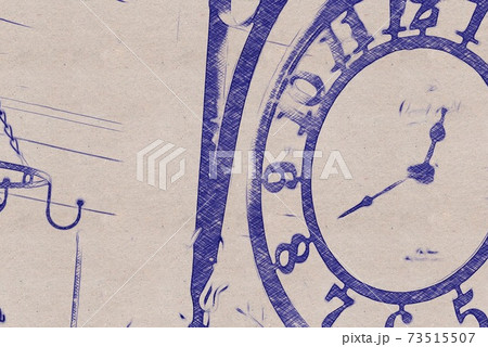 柱時計 イラスト インテリア アンティークの写真素材