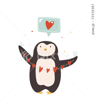 ぺんぎん ペンギン ハート ハートマークのイラスト素材