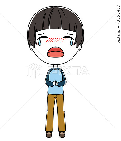 ベクター 子供 男の子 泣くのイラスト素材