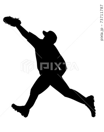 スポーツ シルエット 野球 球技 影のイラスト素材