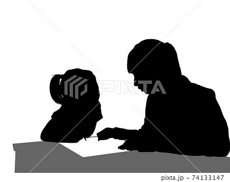 子供 横顔 シルエット 女の子のイラスト素材