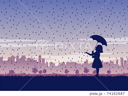 雨 傘 女の子 綺麗のイラスト素材