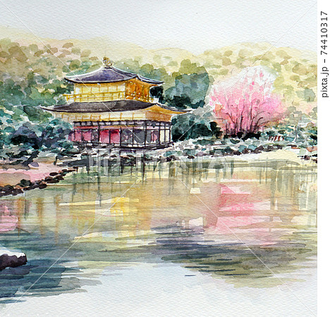 金閣寺 水彩画 世界遺産 京都のイラスト素材 - PIXTA