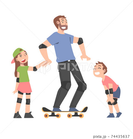 スケボー スケートボード 女子 かわいいのイラスト素材