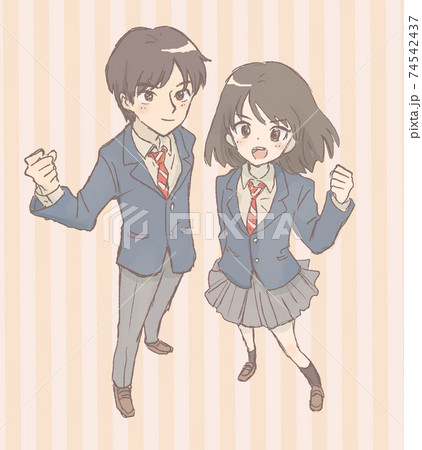 中学生 男の子 女の子 応援のイラスト素材