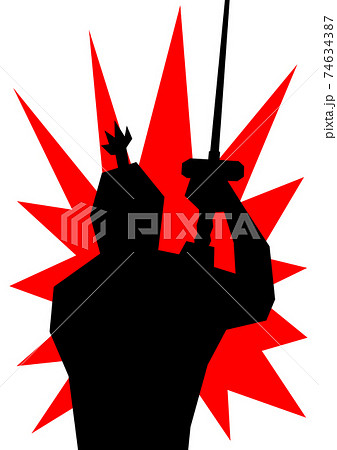 男性 侍 剣 振りかぶるのイラスト素材