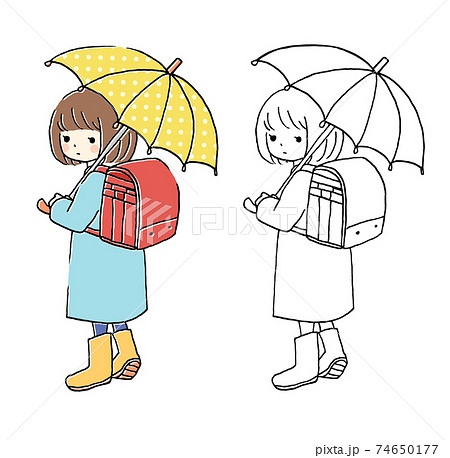 雨 傘 梅雨 手描きのイラスト素材