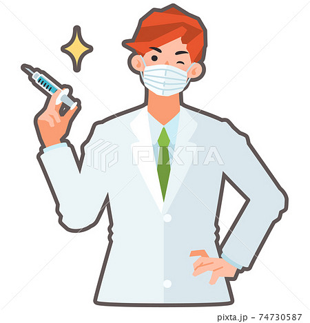 注射 注射器 手描き かわいいのイラスト素材