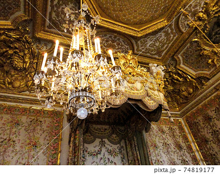 ヴェルサイユ宮殿 ベッド 中世 マリー アントワネットの写真素材