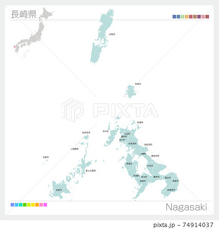 長崎県 長崎 マップ 地図のイラスト素材