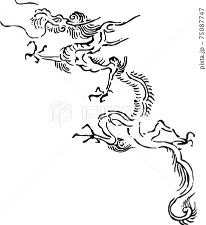 ドラゴン 竜 龍 版画のイラスト素材