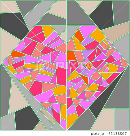 ハート ステンドグラス 背景 イラストの写真素材