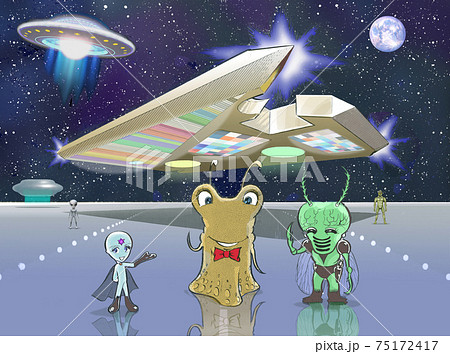 ｕｆｏ イラスト 宇宙 夜空のイラスト素材