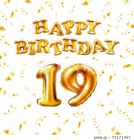 誕生日 数字 ハッピーバースデー 19thのイラスト素材