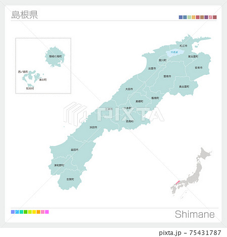 島根県地図のイラスト素材