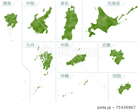 日本地図 地図 地方 北陸地方の写真素材