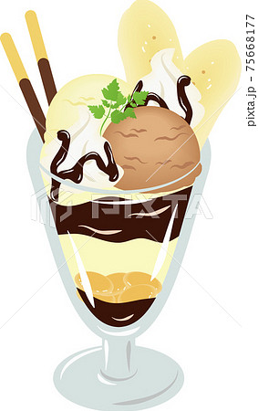 バナナパフェのイラスト素材