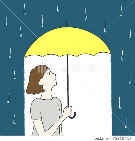 雨 傘 梅雨 手描きのイラスト素材
