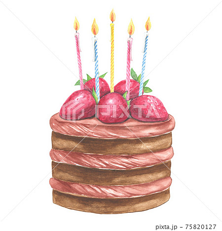 ケーキ 誕生日 イラスト 手書き 祝いの写真素材