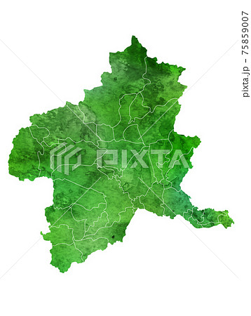 群馬県地図のイラスト素材
