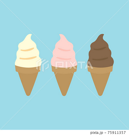 アイスクリーム ソフトクリーム おしゃれ イラストのイラスト素材