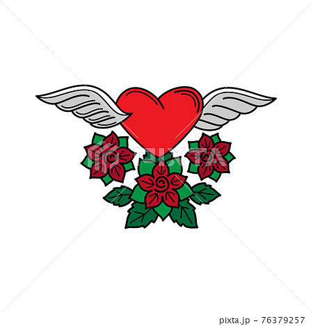 羽根つきハートのイラスト素材
