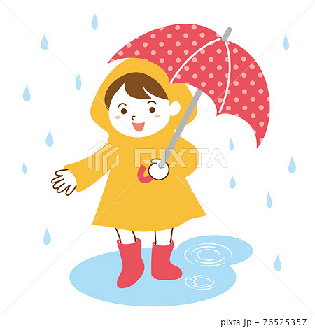 子供 雨 傘 女の子のイラスト素材