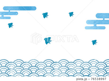 波 千鳥 和柄 模様のイラスト素材