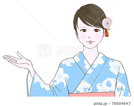 浴衣 女の子 イラスト かわいいのイラスト素材