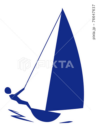 セーリング 帆走 ヨット シルエットのイラスト素材
