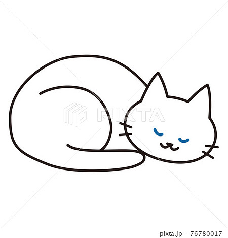 猫 白猫 睡眠 眠るのイラスト素材