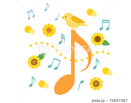 音符 花 五線譜 イラストのイラスト素材