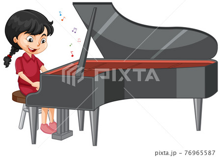 女子 ピアノ 女の子 女性のイラスト素材