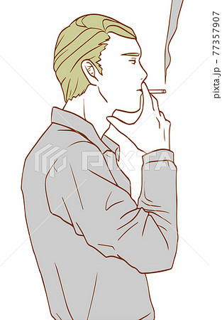 男性 喫煙 イラスト タバコ 男の写真素材