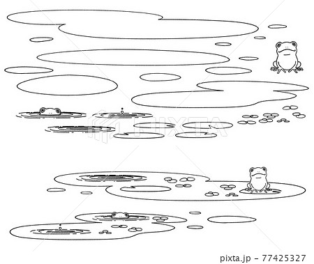 ハスの葉 カエルのイラスト素材