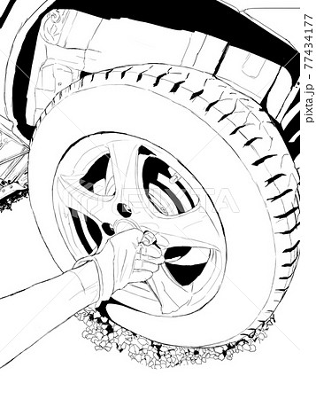 タイヤ交換のイラスト素材