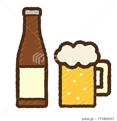 シンプルでかわいいビールのイラスト 手書き風のイラスト素材