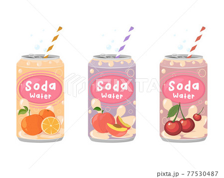 缶ジュース かわいい イラストの写真素材