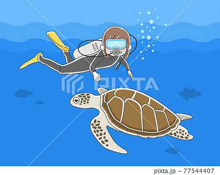 スキューバダイビングのイラスト素材