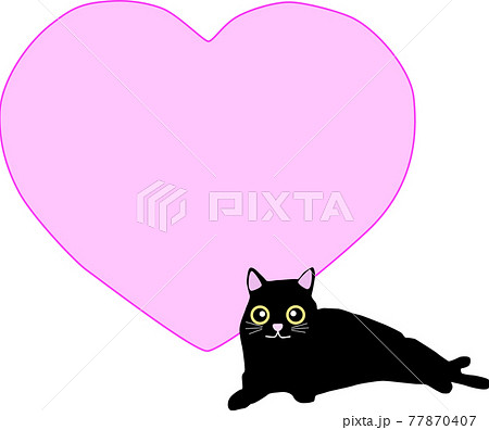 動物 猫 ハート 黒猫のイラスト素材