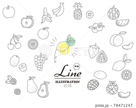 イラスト 食品 レモン 線画のイラスト素材
