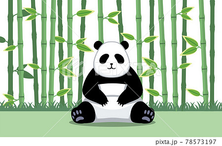 動物 パンダ イラスト 笹の写真素材
