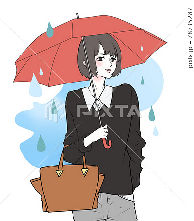 傘をさすのイラスト素材
