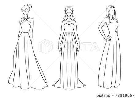 Dress lady design 2 line drawing - Stock Illustration [78817135] - PIXTA