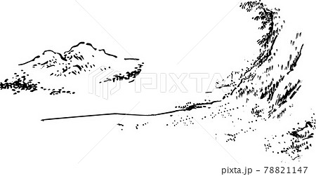 ベクター モノクロ 山 シンプルのイラスト素材