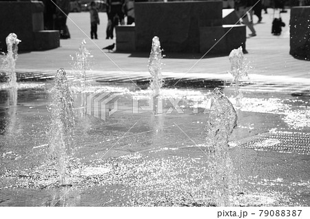 水 水しぶき 白黒 モノトーンの写真素材